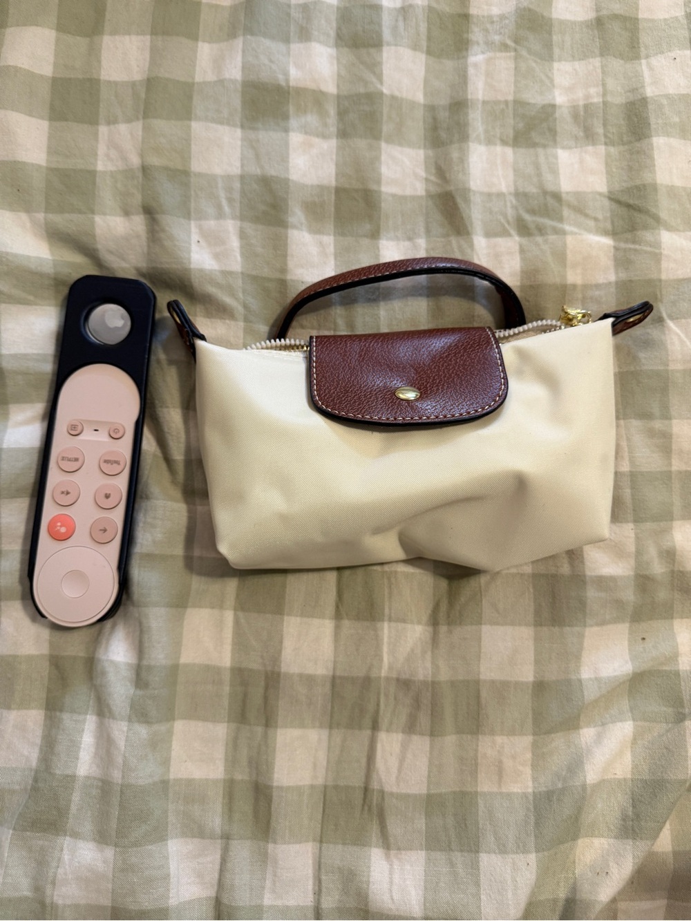 Designer inspired  Le plaige Small Cream and Brown Handbag